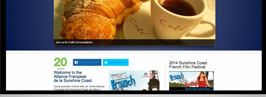 Alliance Francaise Sunshine Coast Responsive Woo Commerce web site design developer