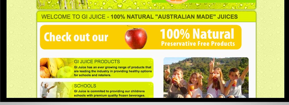 GI juice Gold Coast manufacturing website graphic design project for queensland business