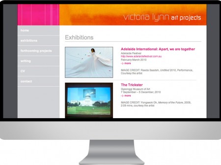 Melbourne based curator and art gallery director Victoria Lynn  managing artists projects with web designer working planet