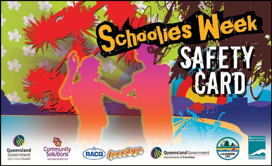 sunshine coast schoolies safety card 2007 business card