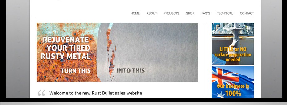 Woo e-commerce responsive website for Rust bullet McBerns Australia