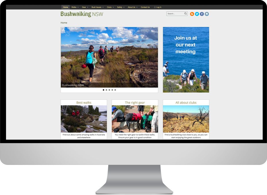 bushwalking nsw club wordpress website with multiple landing pages